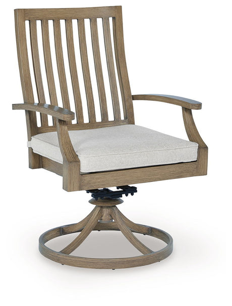 Rainier Ranch - Swivel Chair With Cushion (Set of 2) - Brown / Beige