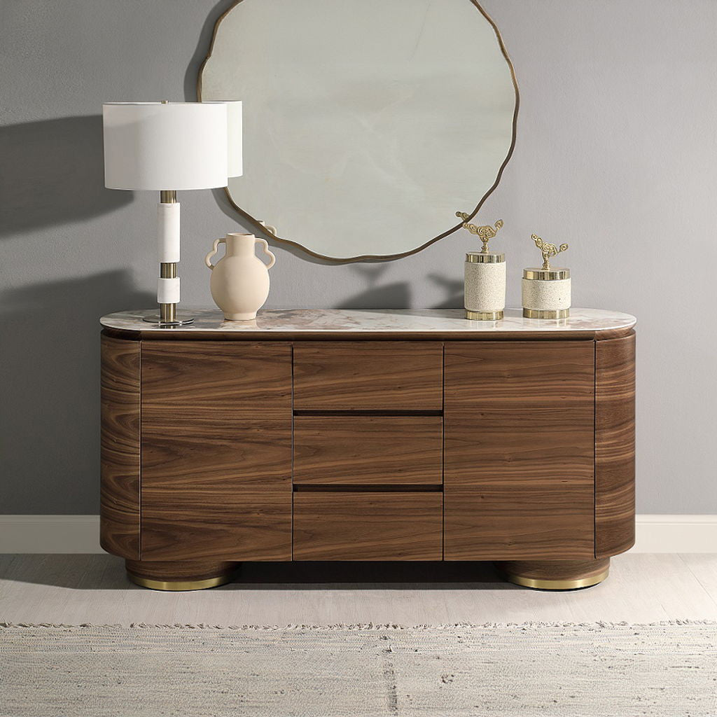 Willene - Server With Ceramic Top - Ceramic Top & Walnut