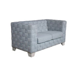 Saree - Loveseat - Light Teal Chenille & White