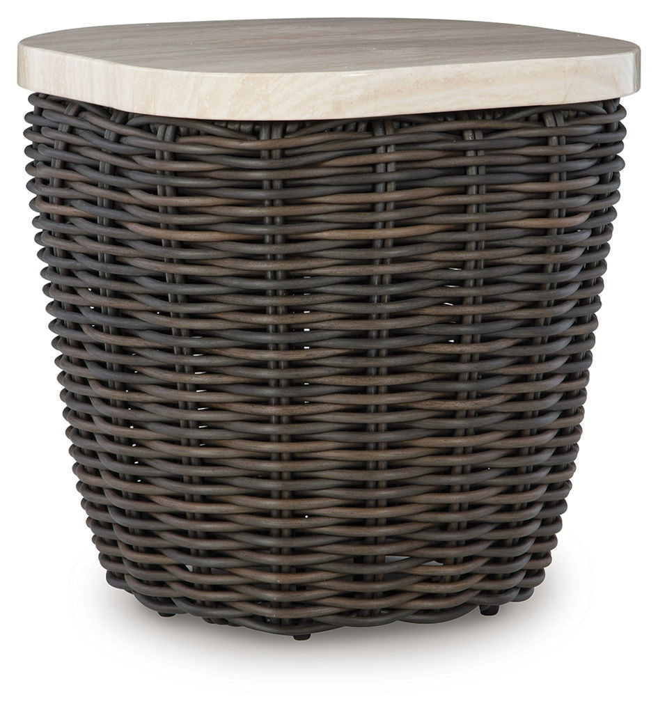 Kimora - Square End Table - Beige / Dark Brown