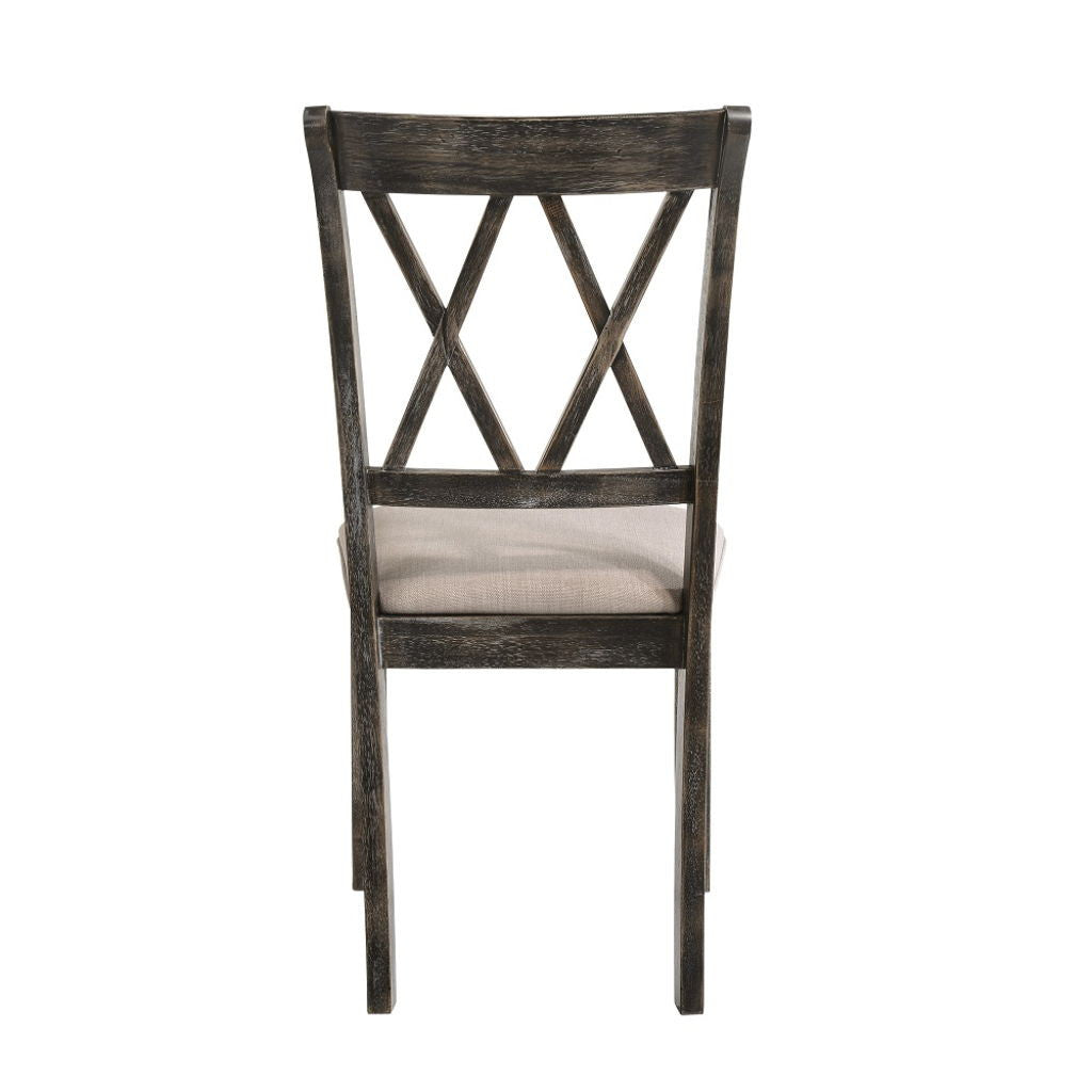 Claudia II - Side Chair (Set of 2) - Beige Fabric & Weathered Gray