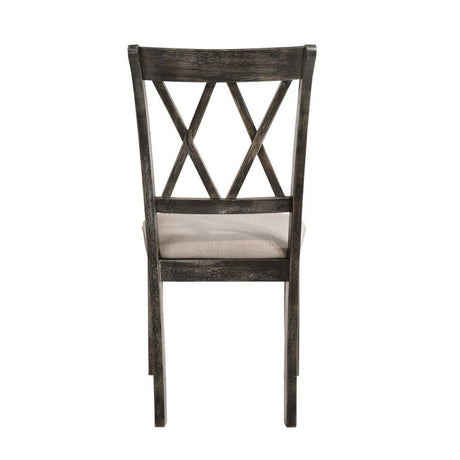 Claudia II - Side Chair (Set of 2) - Beige Fabric & Weathered Gray