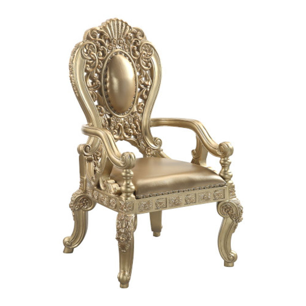 Seville - Arm Chair (Set of 2) - Synthetic Leather & Gold