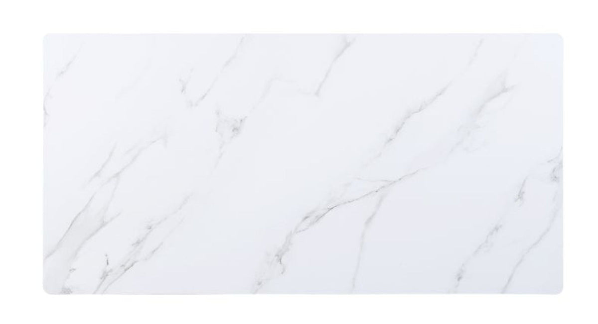 Caspian - Dining Table - White Printed Faux Marble Top & Black