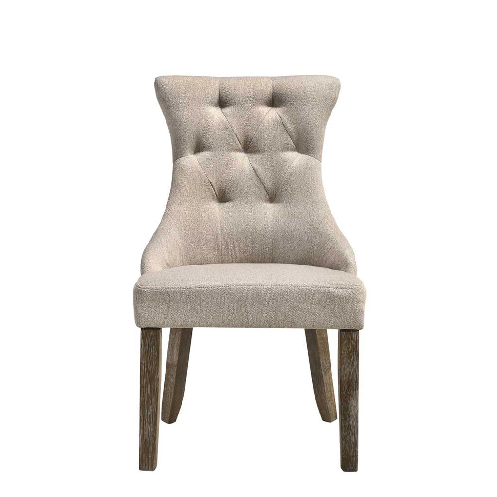 Gabrian - Side Chair (Set of 2) - Two-Tone Beige Fabric & Reclaimed Gray