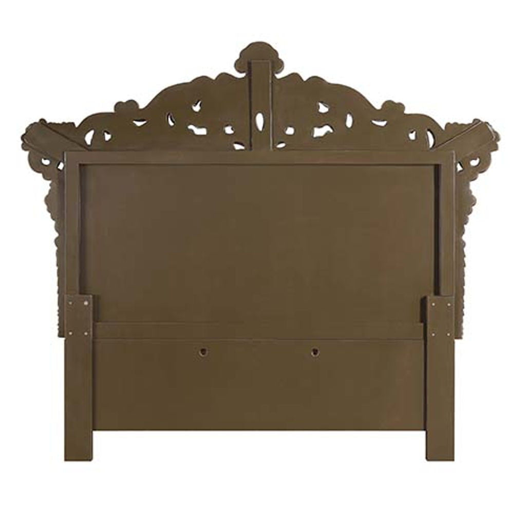 Constantine - Eastern King Bed - Synthetic Leather , Light Gold, Brown & Gold