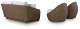 Double Point - Loveseat, Swivel Chairs Set (Set of 3) - Beige