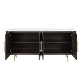 Clayten - Server - White Natural Marble Top & Espresso