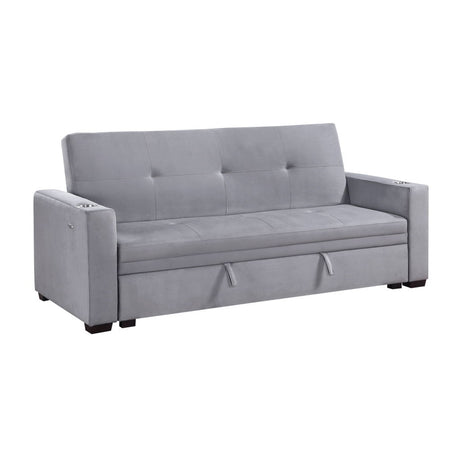Grady - Convertible Sofa With Hidden Storage, Cup Holders And Charging Ports - Gray