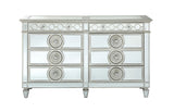 CLARATON Blue Fabric Bed With Mirrors Bedroom Set