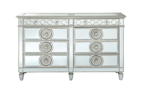 CLARATON Blue Fabric Bed With Mirrors Bedroom Set