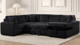 CONNOR Black 123" Wide Sectional with Pull-Out Sleeper & Storage