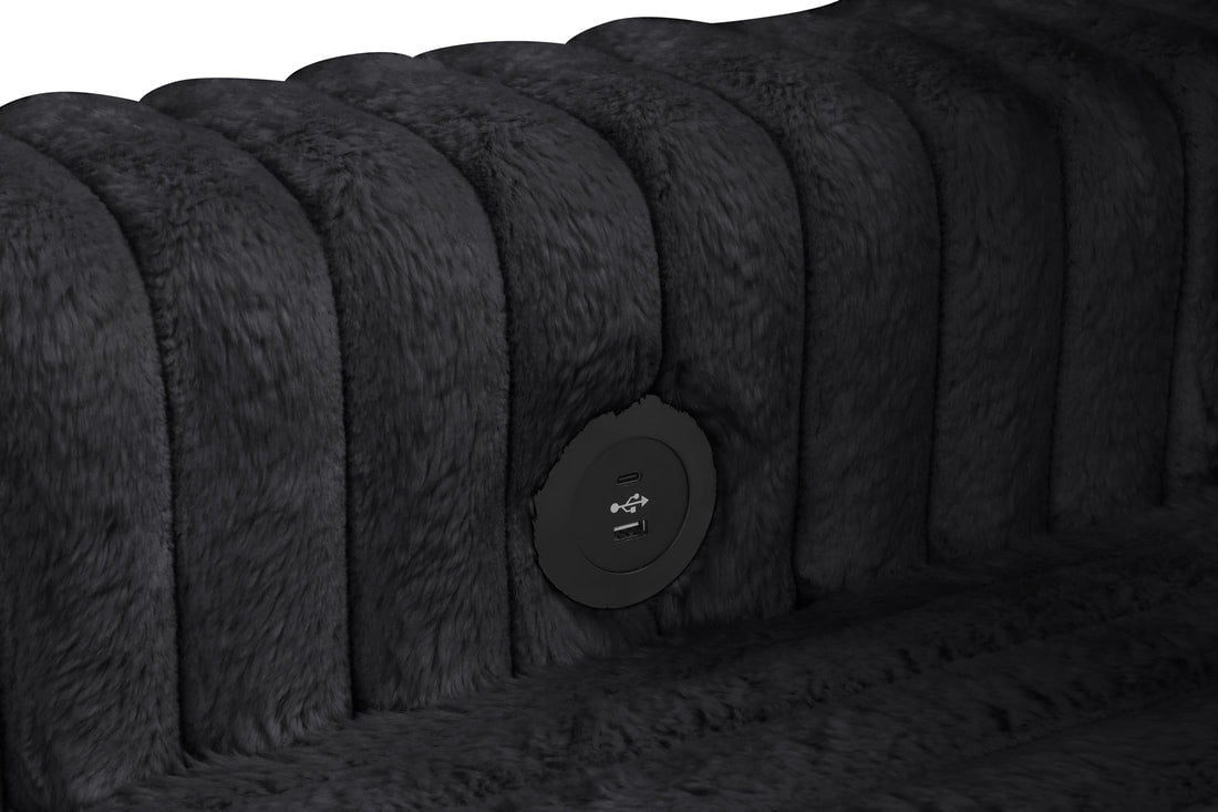 CONNOR Black 123" Wide Sectional with Pull-Out Sleeper & Storage