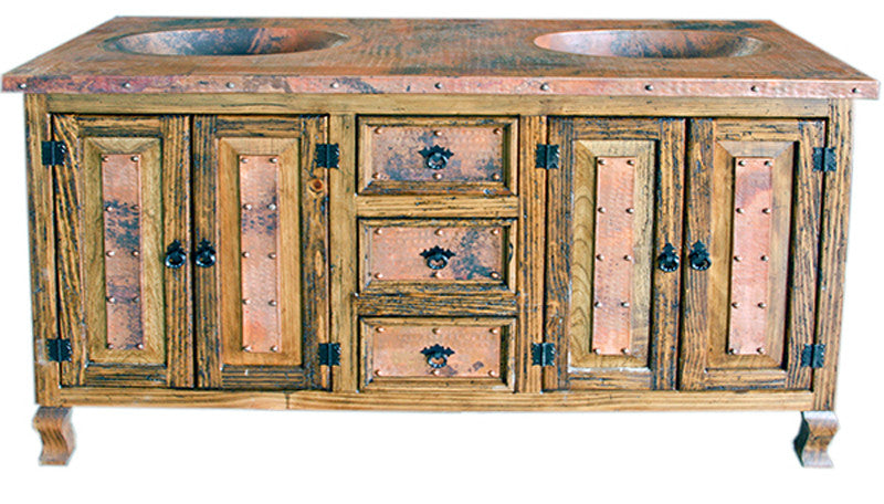 Copper 60" Vanity Double Sink With Drawers