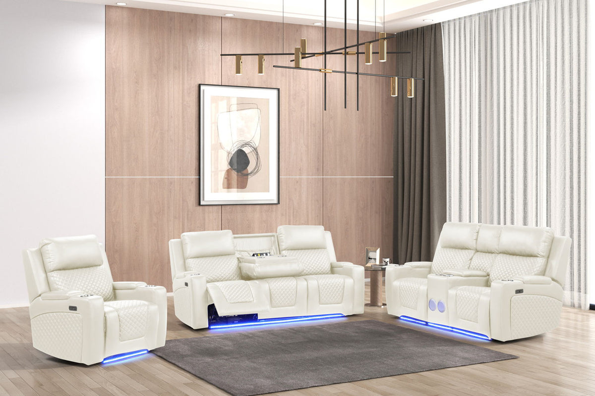 Elegant Cream Reclining Sofa