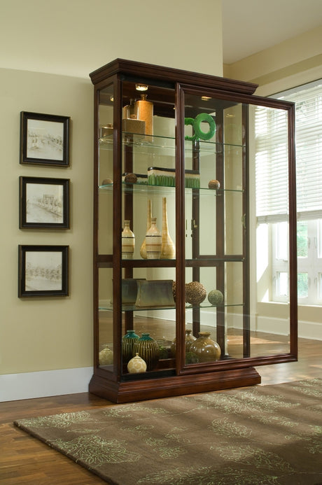 Lizeth Dark Brown Lighted Sliding Door Curio