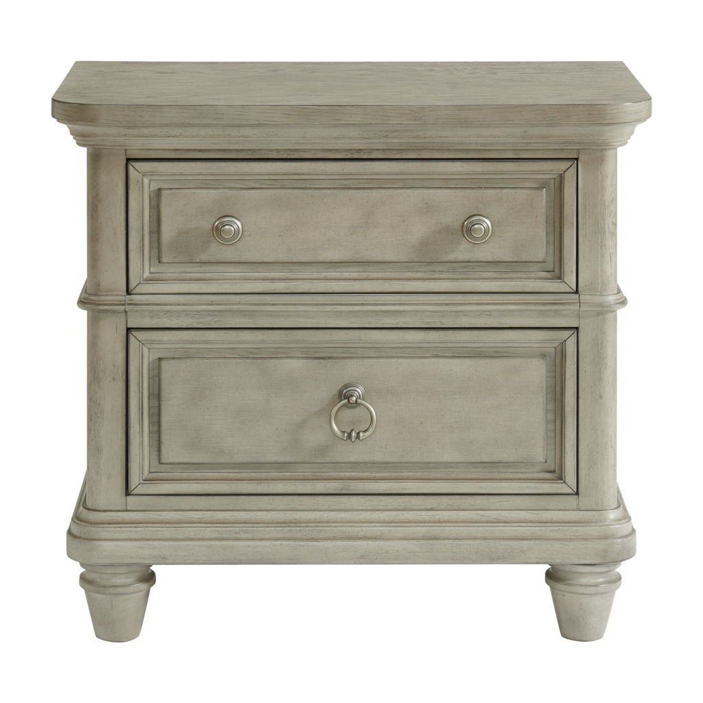 Whit-Ash - 2-Drawer Nightstand With USB - Light Gray