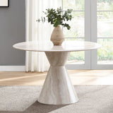 Ogin - Round Dining Table - Marble Print & Natural