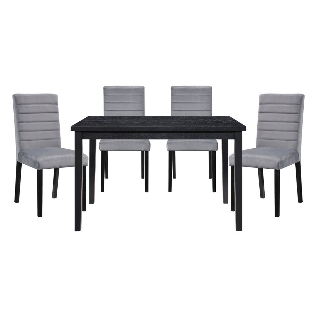 Andreas - 5 Piece Dining Room Set (Table & 4 Side Chairs) - Black / Gray
