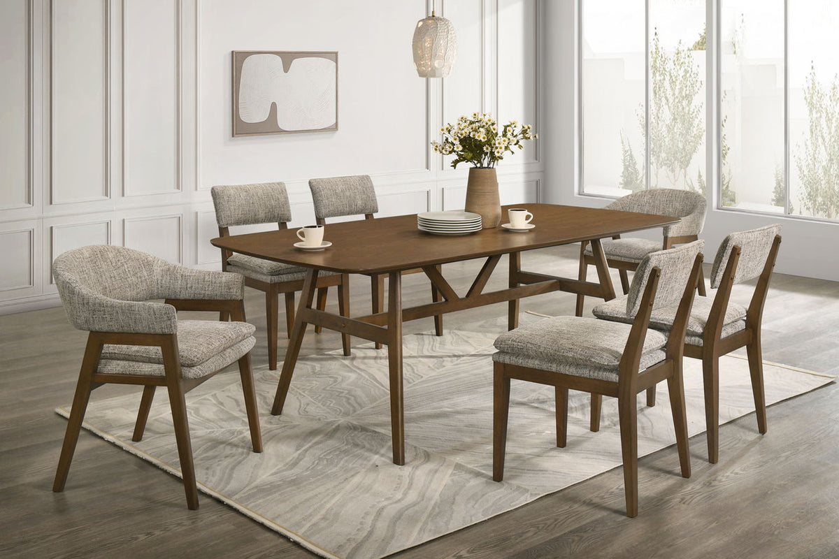 Miller - 78" Dining Table With 6 Chairs (4S/2A) - Walnut