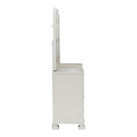 Bevelle - Vanity Dresser With Mirror - Pearl Silver