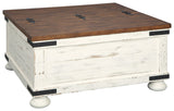 Wystfield - Cocktail Table with Storage - White / Brown