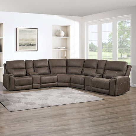 Gaia - 7 Piece P2 Power Sectional - Brown