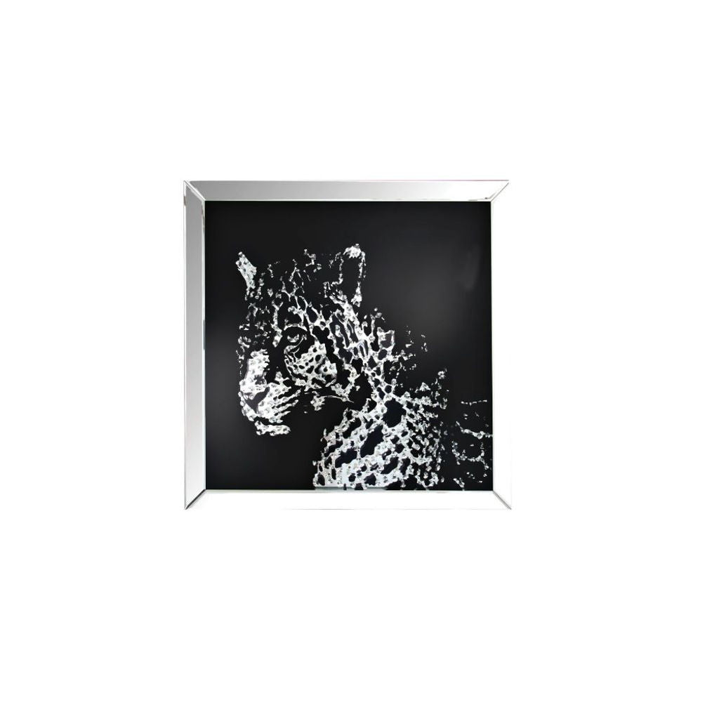 Talisha - Wall Art - Mirrored & Faux Crystal Leopard