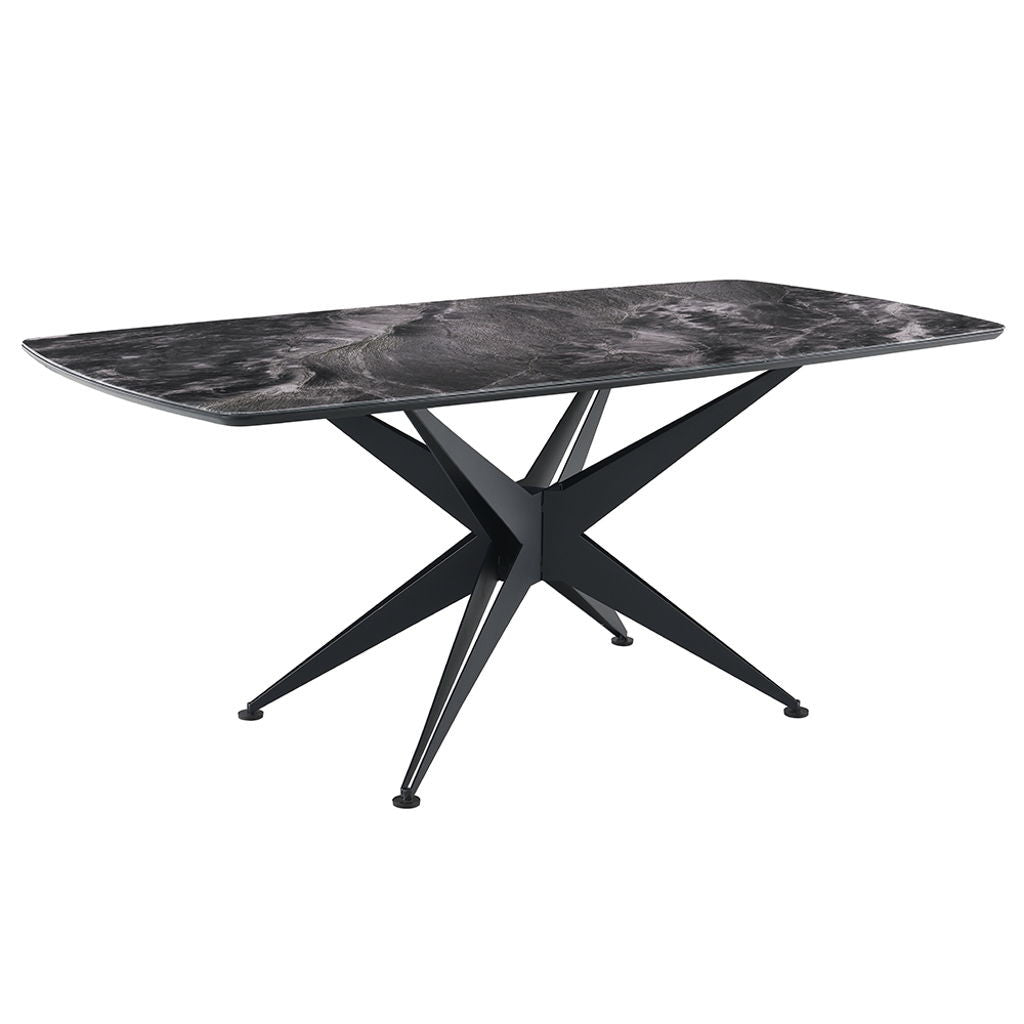 Klaus - Dining Table - Crystal Tempered Glass Top & Black Finish