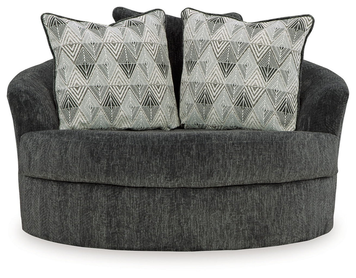 Biddeford - Oversized Swivel Accent Chair - Shadow