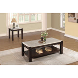 Festus - End Table, Marble Top - Cherry / Taupe