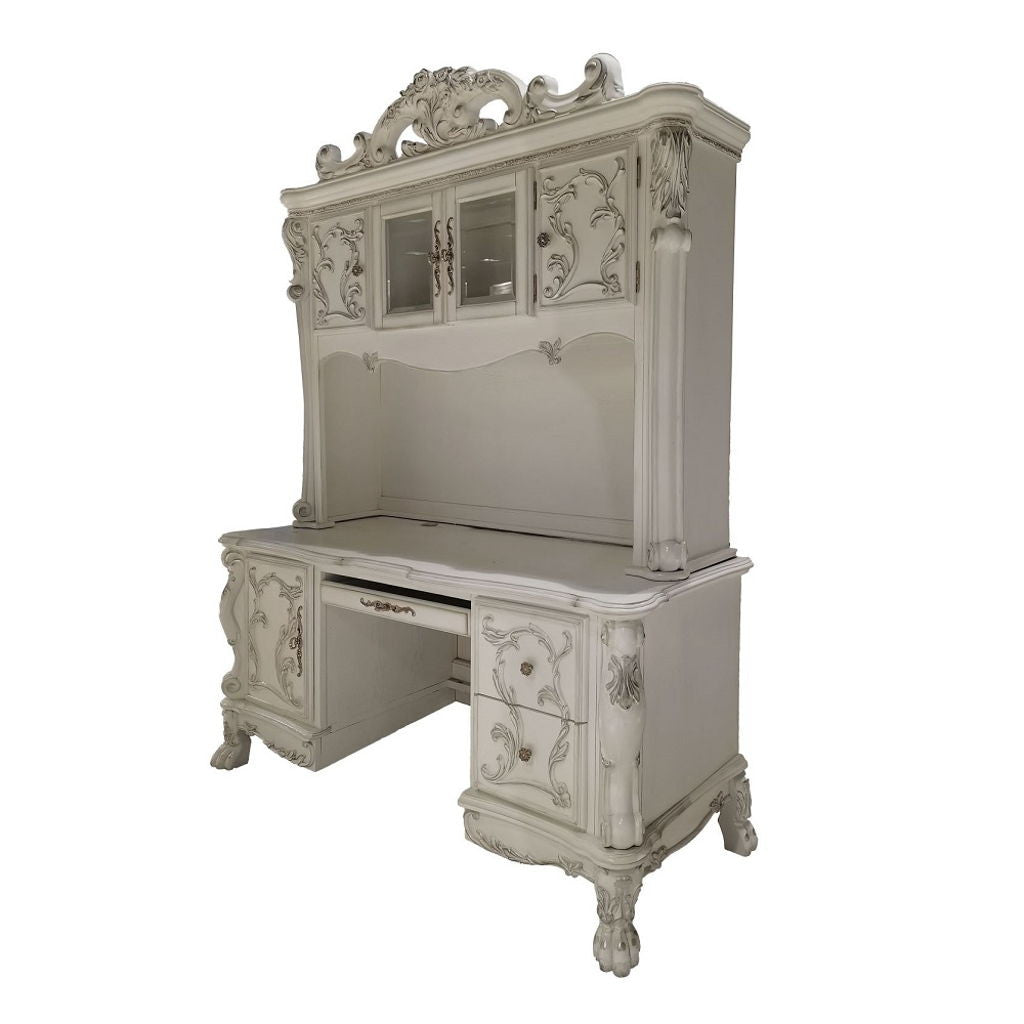 Dresden - Computer Desk & Hutch - Bone White
