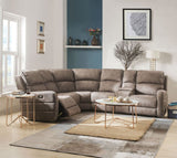 Olwen - Power Motion Sectional Sofa - Mocha Nubuck