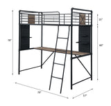 Cordelia - Twin Loft Bed With Desk - Antique Oak, Sandy Black & Dark Bronze Hand-Brushed