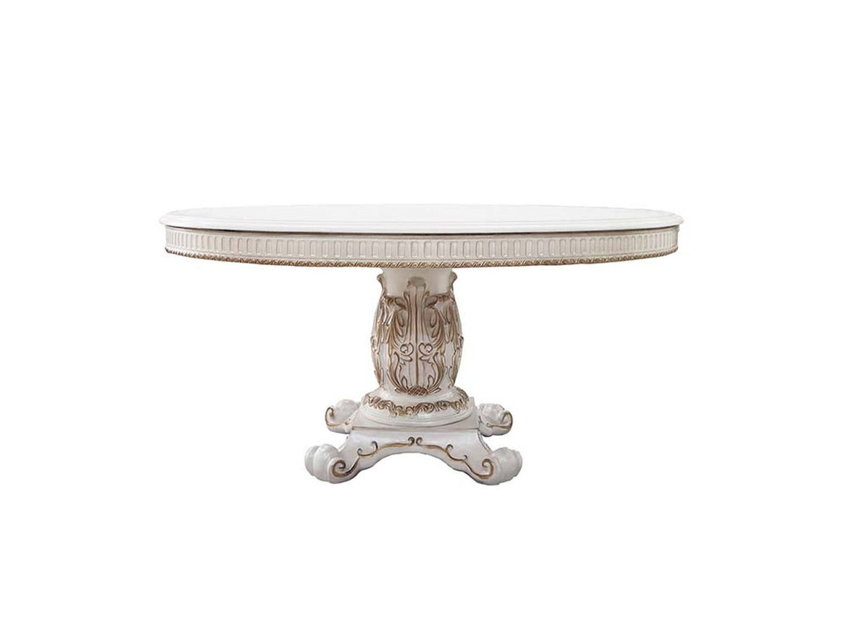 Vendome - 76" Round Dining Table With Pedestal Base - Antique Pearl