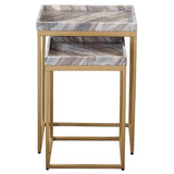 Chantel - Marble Top Nesting Tables - Brown / Gold