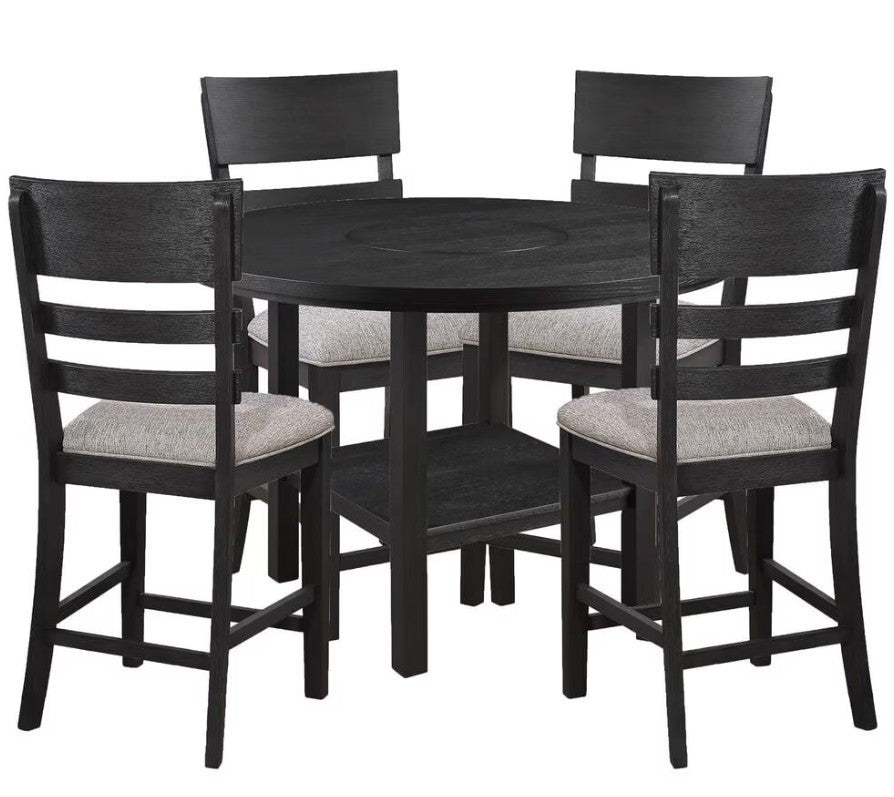 LAZLO Black 5 Piece Counter Set with Lazy Susan