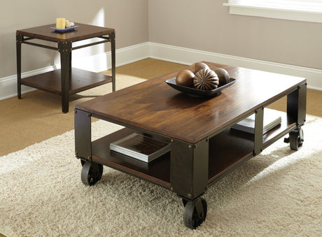 Delta Brown Two-Tone Coffee Table With Casters