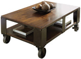 Delta Brown Two-Tone Coffee Table With Casters