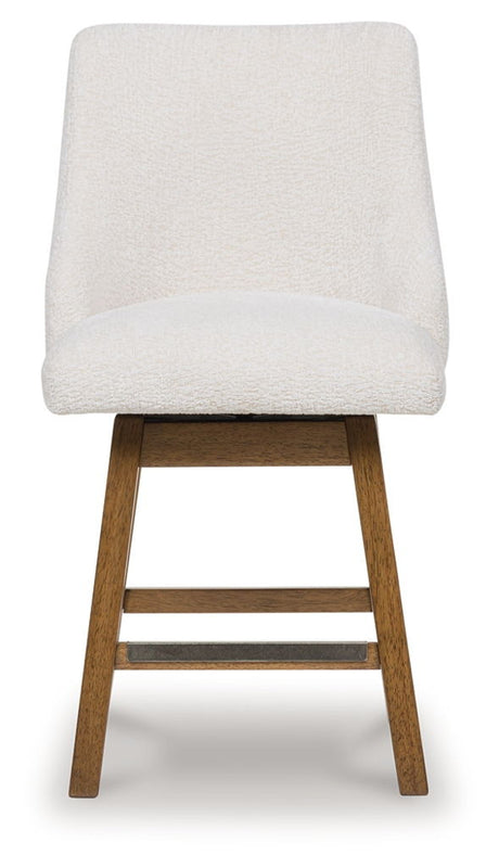 Cabalynn - Upholstered Swivel Barstool (Set of 2) - Oatmeal / Light Brown