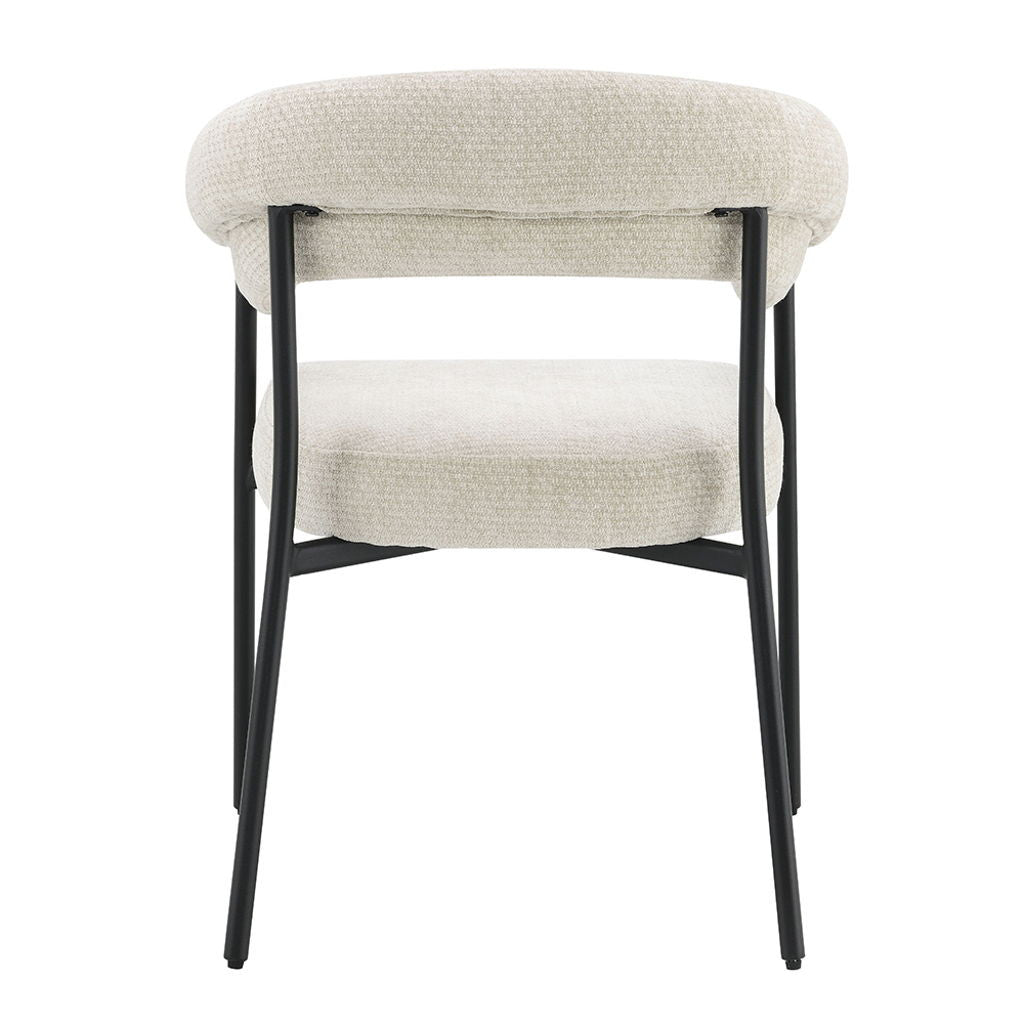 Jirina - Chenille Arm Chair (Set of 2) - Beige & Black
