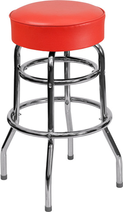 DON Chrome/Red Barstool