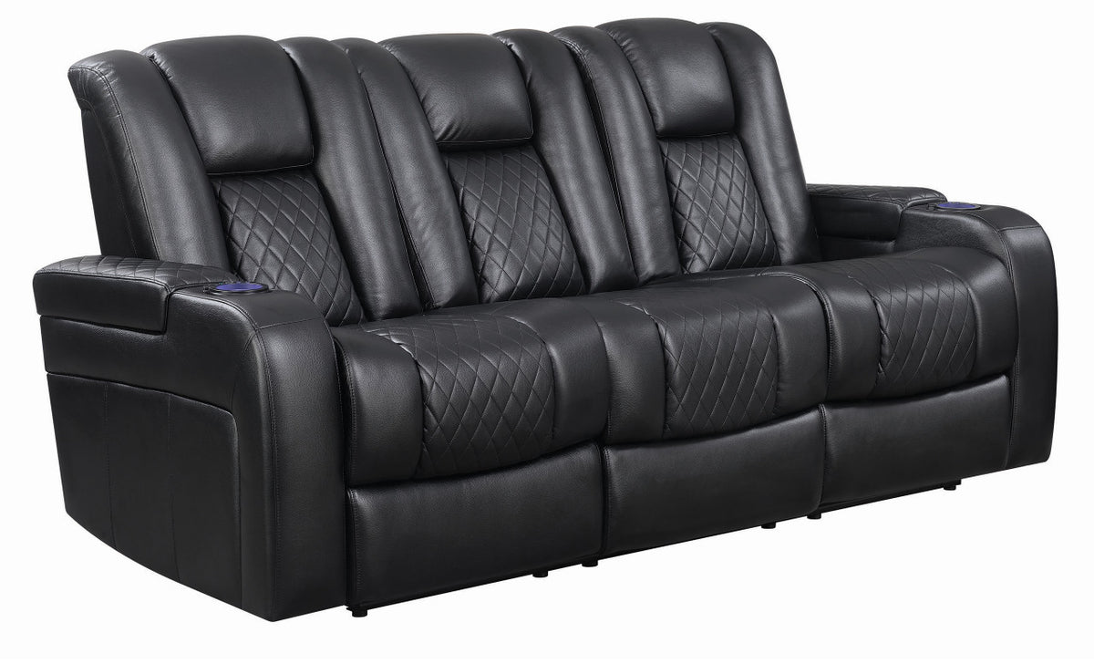DOYLE Black Powered Reclining Sofa & Loveseat with USB Port