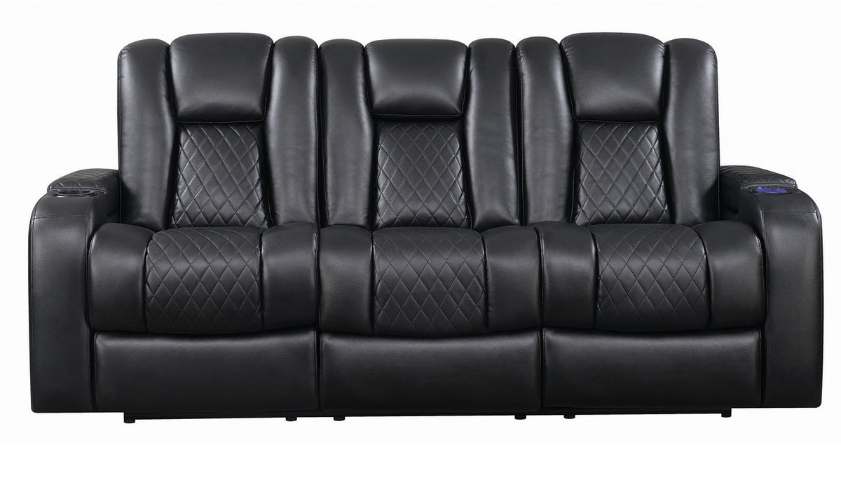 DOYLE Black Powered Reclining Sofa & Loveseat with USB Port
