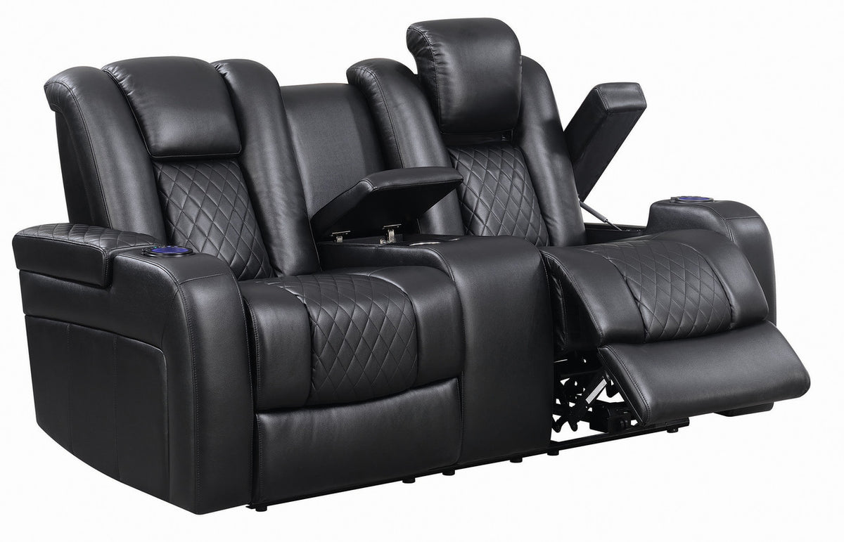 DOYLE Black Powered Reclining Sofa & Loveseat with USB Port