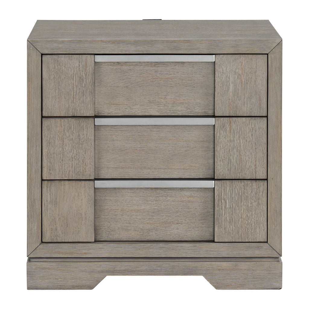 Kelis - 3 Drawer Nightstand With USB - Gray