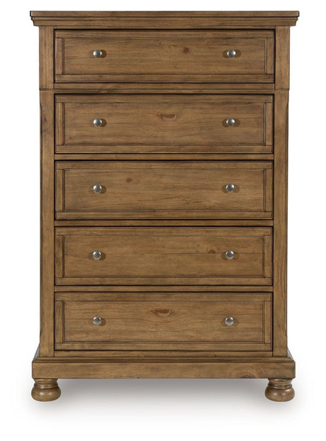 Feddinger - Five Drawer Chest - Medium Brown