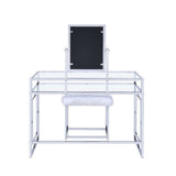 Carenze II - Vanity Set - White Faux Fur & Chrome