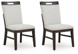 Neymorton - Dining Upholstered Side Chair (Set of 2) - Light Gray / Brown