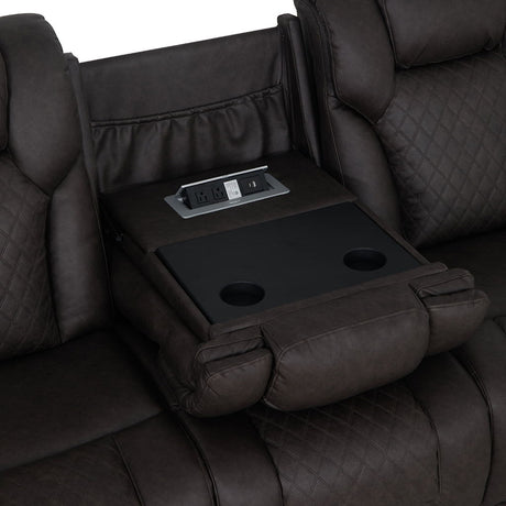 Wendell - Power Motion Sofa With Dropdown Table, Storage, USB & LED - Dark Gray
